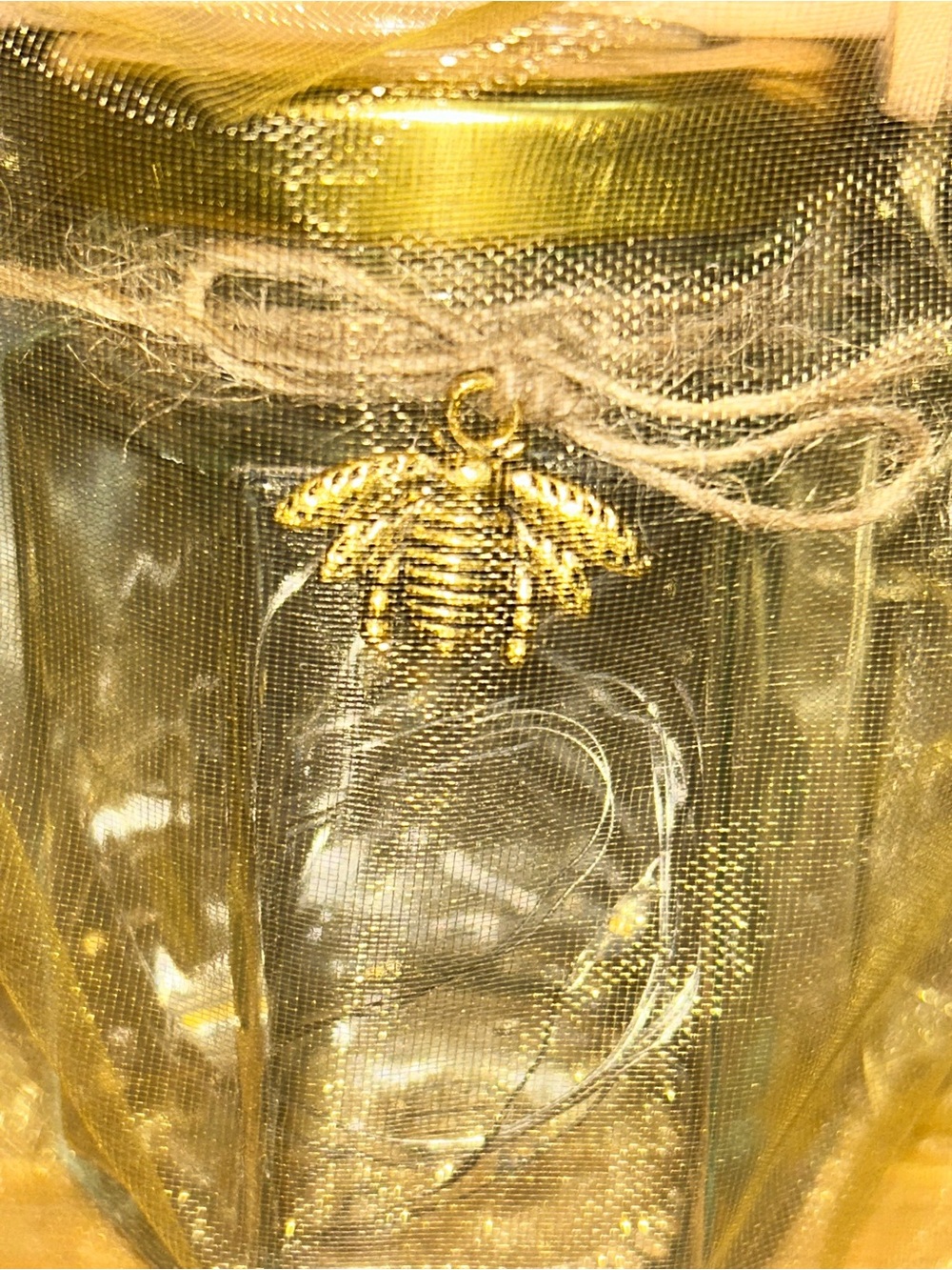 HONEY BEE YELLOW FAIRY-LIGHT MINI JAR W/ CHARM AND SERVER DECOR/HANDCRAFTED! - Picture 7 of 11